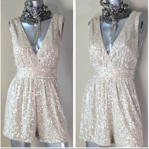 Lulu's Champagne Sequin Jumpsuit - Picture 7 of 14